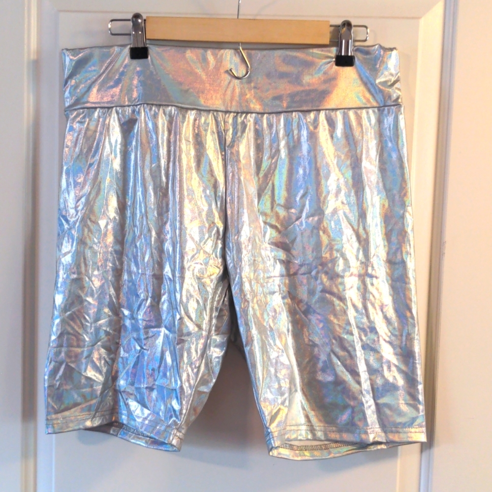 Rainbow Metallic Silver Shorts